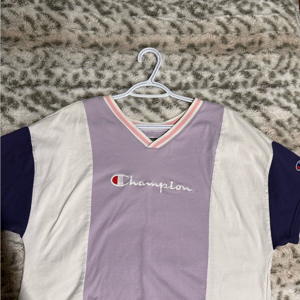 Champion Women’s Lavender and Cream crop top